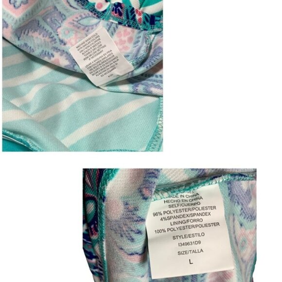 As U Wish Cut Out Skater Dress Mini Flare Stripe Floral White Teal Junior Large - Picture 8 of 16